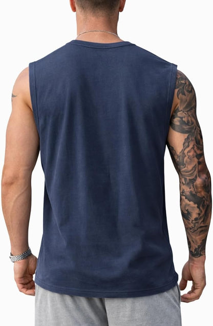 Men Henley Sleeveless Tank Top Quick Dry Gym Workout Shirt