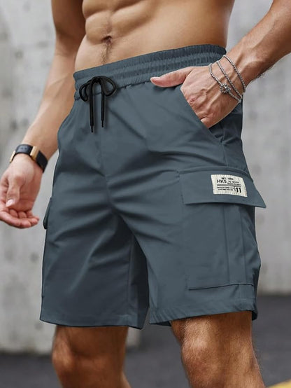 Men's Elastic Waist Cargo Shorts - Casual Summer Drawstring Work Hiking Outdoor Shorts with Multi-Pocket