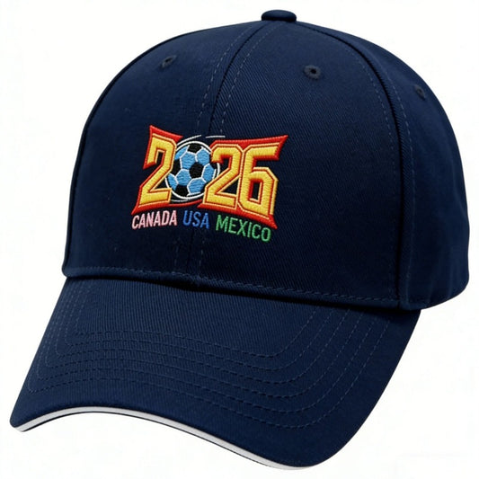 2026 World Cup Embroidered Baseball Cap, Canada USA Mexico Soccer Dad Hat