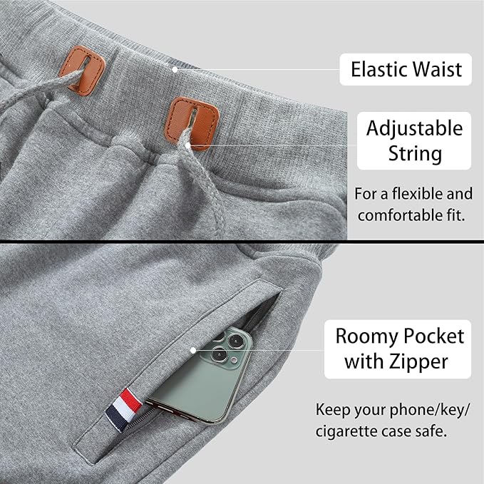 Men's Drawstring Casual Shorts with Zipper Pockets