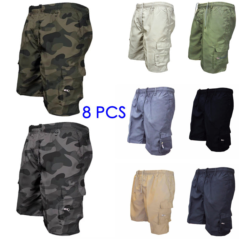 Men’s Casual Utility Cargo Shorts - Breathable Elastic Drawstring Shorts for Daily & Sports