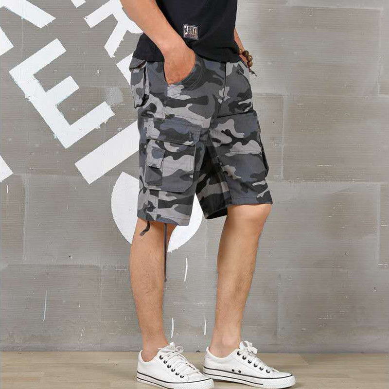 Outdoor Multi-Pocket Camo Cargo Shorts