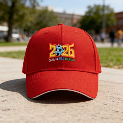 2026 World Cup Embroidered Baseball Cap, Canada USA Mexico Soccer Dad Hat