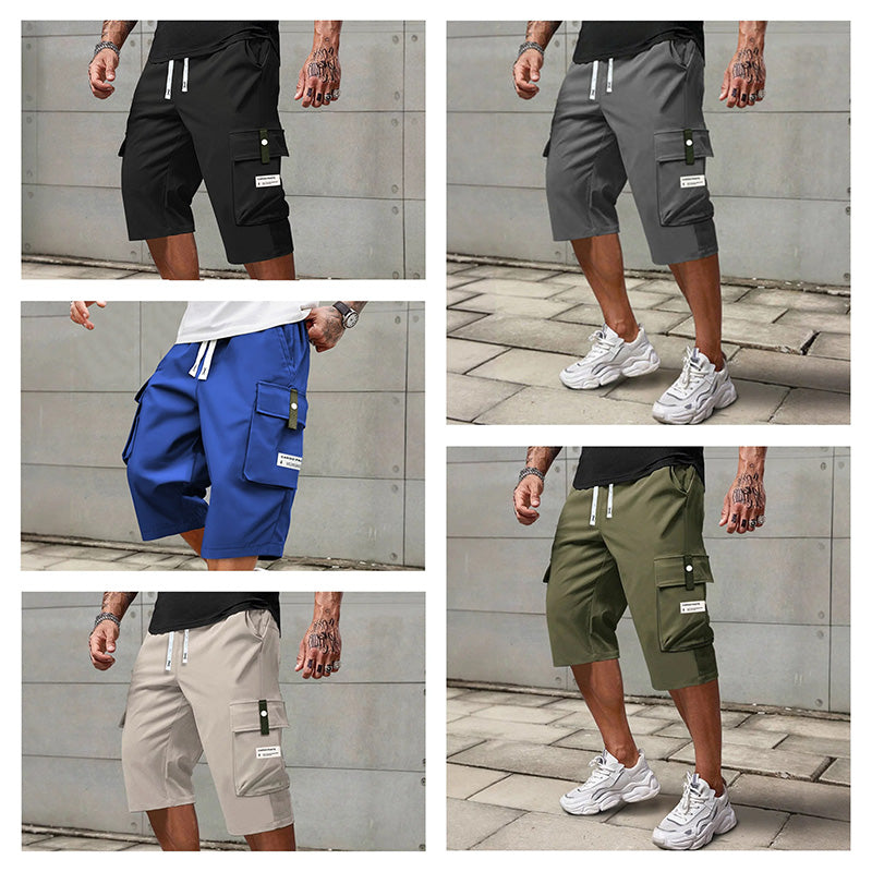 Men's Casual Drawstring Capri Cargo Pants