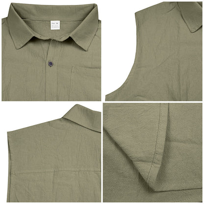 Men's Summer Trendy Linen Sleeveless Button Down Shirt