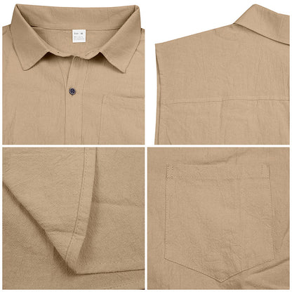 Men's Summer Trendy Linen Sleeveless Button Down Shirt