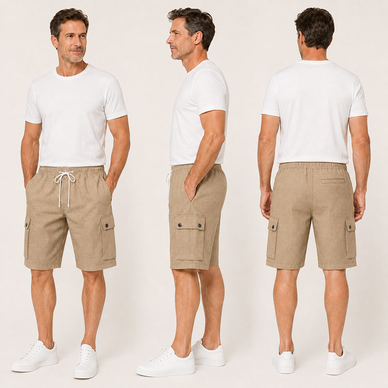 Men's Lightweight Linen-Blend Cargo Shorts