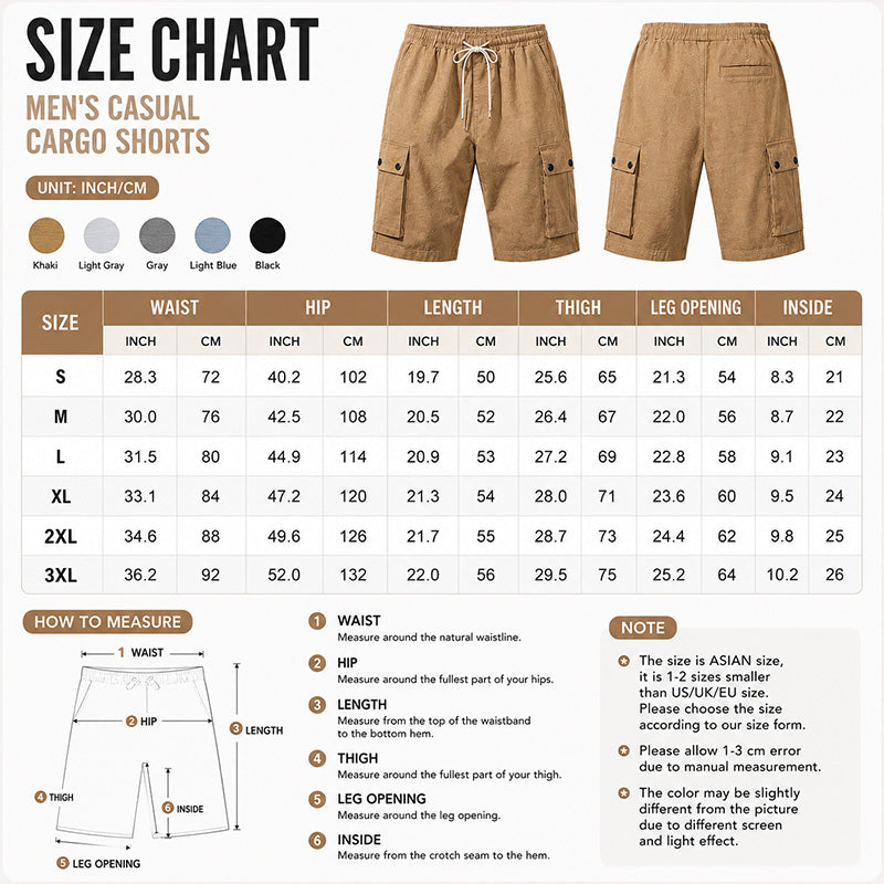 Men's Lightweight Linen-Blend Cargo Shorts
