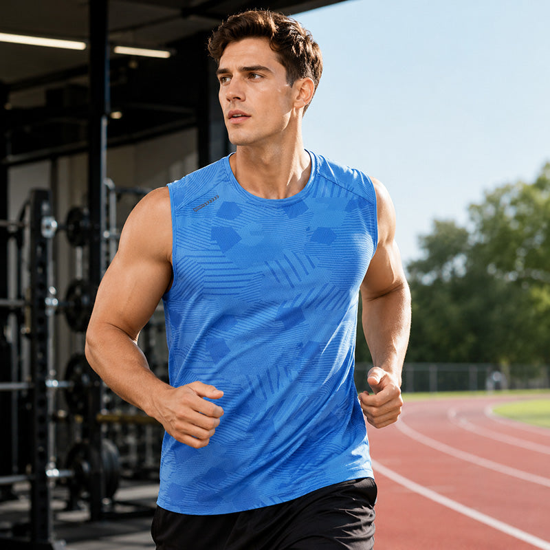 Men's athletic tank top - gym workout scene