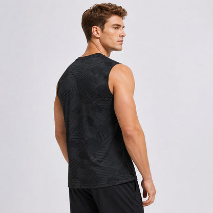 Men's camo quick-dry tank top - back view showing sleeveless design