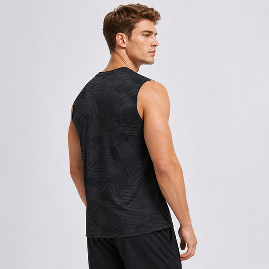 Men's camo quick-dry tank top - back view showing sleeveless design