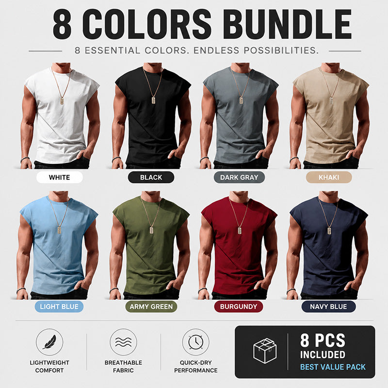 Men's Casual Sleeveless T-Shirt, Relaxed Fit Lightweight Breathable Tank Top for Summer