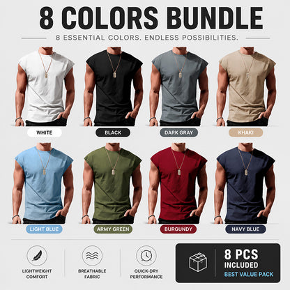 Men's Casual Sleeveless T-Shirt, Relaxed Fit Lightweight Breathable Tank Top for Summer