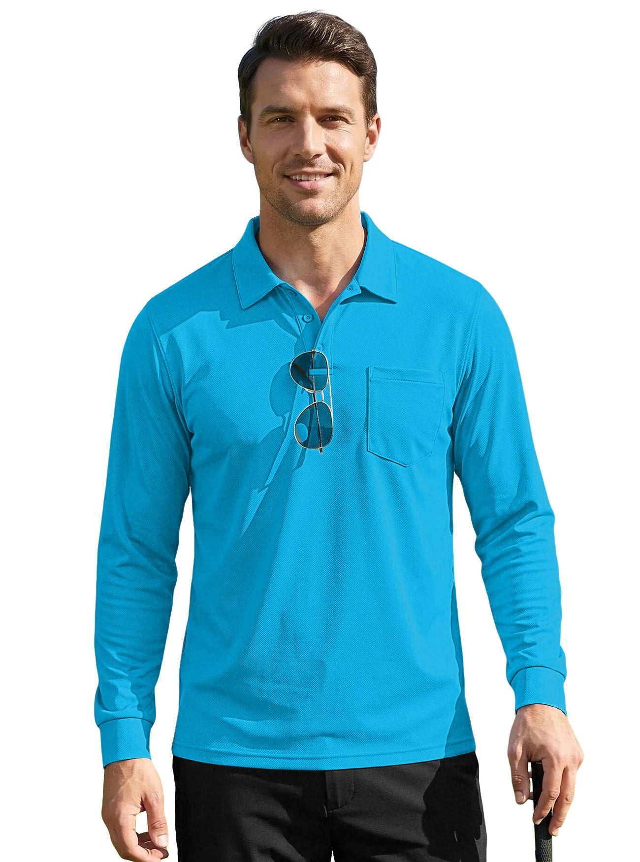 Men's Quick-Dry Birdseye Long-Sleeve Polo