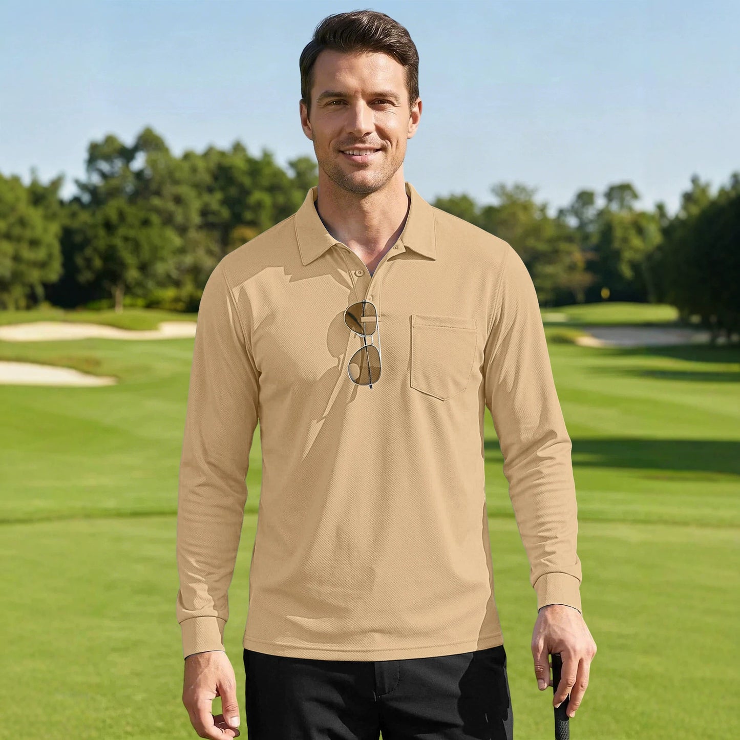 Men's Quick-Dry Birdseye Long-Sleeve Polo