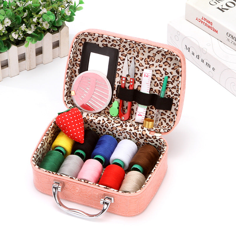 Premium Portable Sewing Kit with Faux Leather Case, Complete Home & Travel Sewing Supplies Set