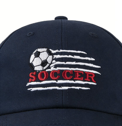Embroidered Soccer Baseball Cap, Classic Adjustable Football Dad Hat for Sports Fans