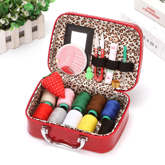 Premium Portable Sewing Kit with Faux Leather Case, Complete Home & Travel Sewing Supplies Set