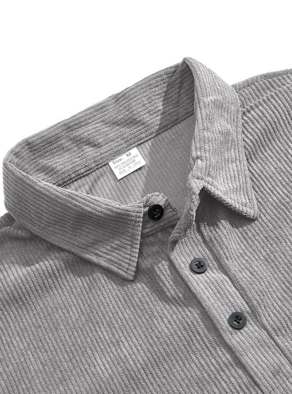 Men's Corduroy Quarter Placket Pullover – Leather Elbow Patches for Spring & Fall