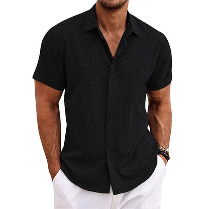 Men's Linen Short Sleeve Button Down Casual Shirt