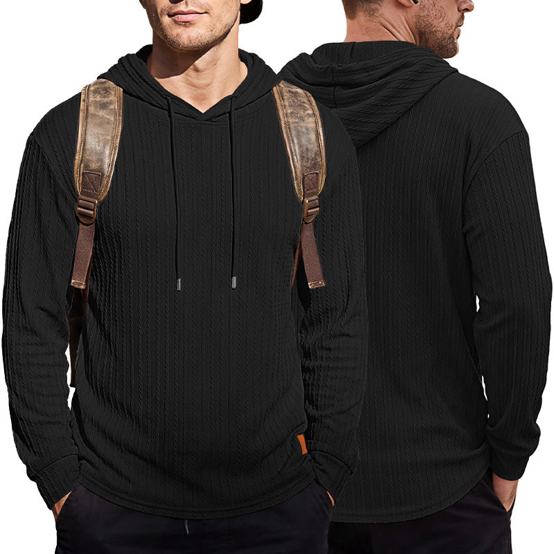 Men's Textured Hooded Polo - Quick-Dry Loose Knit Top