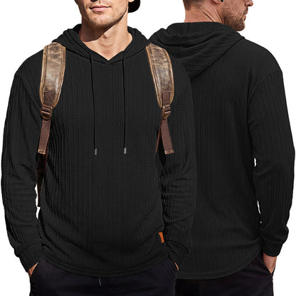 Men's Textured Hooded Polo - Quick-Dry Loose Knit Top