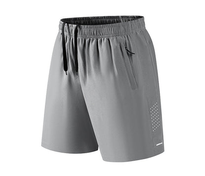 Men's Quick-Dry Athletic Shorts, Breathable Elastic Workout Shorts, Lightweight Running & Gym Shorts with Zipper Pockets, Casual Summer Sports Shorts for Outdoor Activities