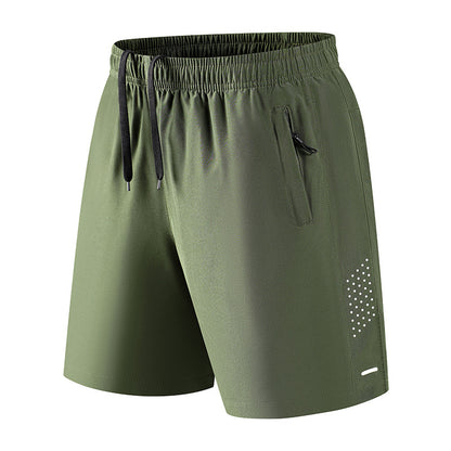Men's Quick-Dry Athletic Shorts, Breathable Elastic Workout Shorts, Lightweight Running & Gym Shorts with Zipper Pockets, Casual Summer Sports Shorts for Outdoor Activities