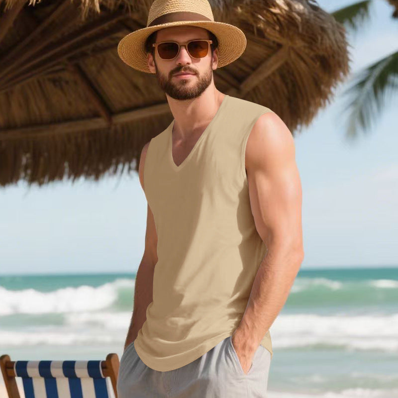 Men V Neck Loose Quick Dry Breathable Summer Tank Top