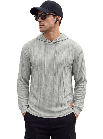 Men's Textured Hooded Polo - Quick-Dry Loose Knit Top