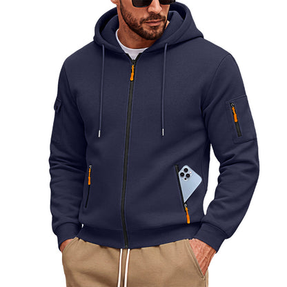 Men's Brushed Fleece Full-Zip Hoodie — Midweight Soft Layer with Zip Pockets