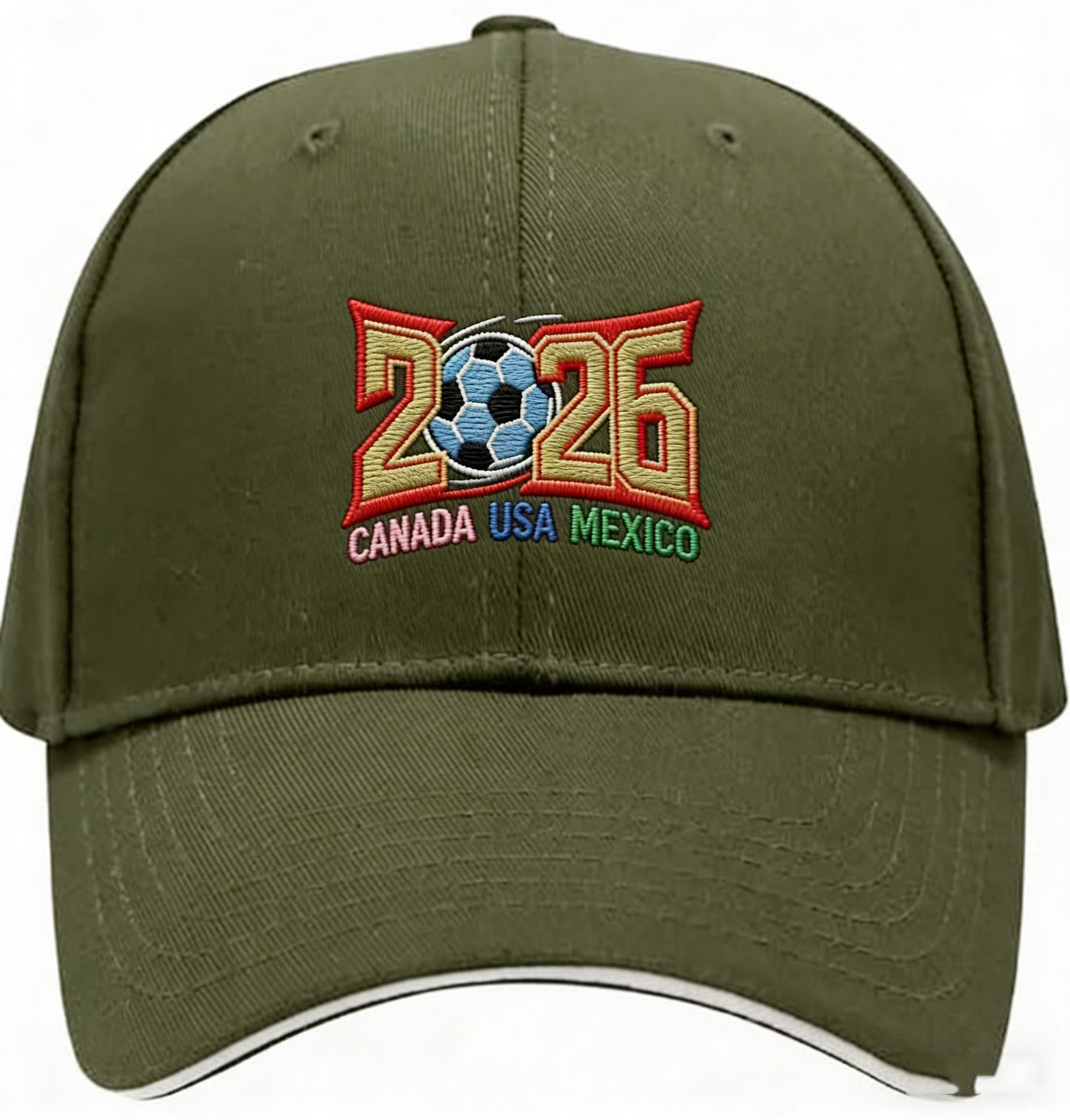 2026 World Cup Embroidered Baseball Cap, Canada USA Mexico Soccer Dad Hat