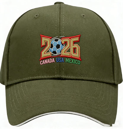 2026 World Cup Embroidered Baseball Cap, Canada USA Mexico Soccer Dad Hat