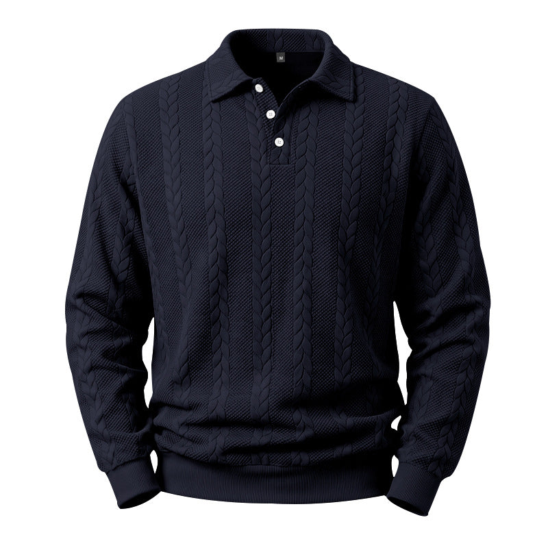 Men's Textured Knit Polo Sweater