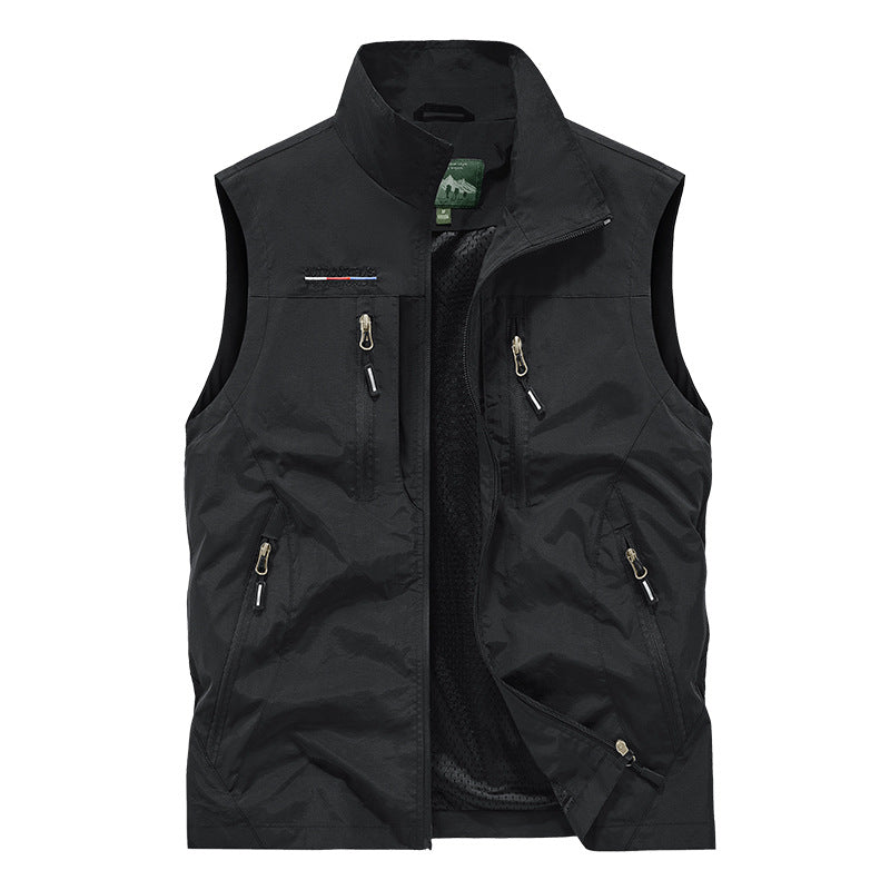 Men's Full Zip Sleeveless Quick Dry Vest, Multi Pockets Outdoor Fishing Golf Vest