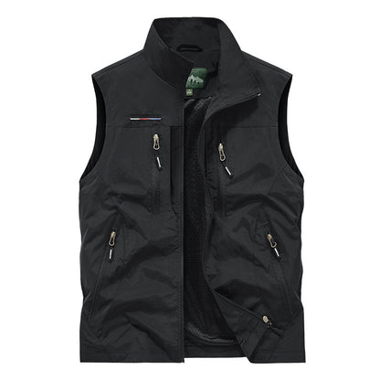 Men's Full Zip Sleeveless Quick Dry Vest, Multi Pockets Outdoor Fishing Golf Vest