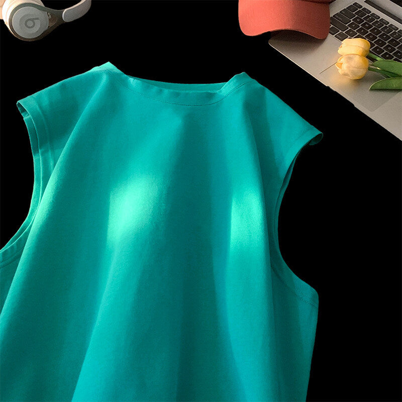 Men's Solid Color Loose Fit Tank Top, Casual Sleeveless Crew Neck Tee, Lightweight Big Size Vest for Summer