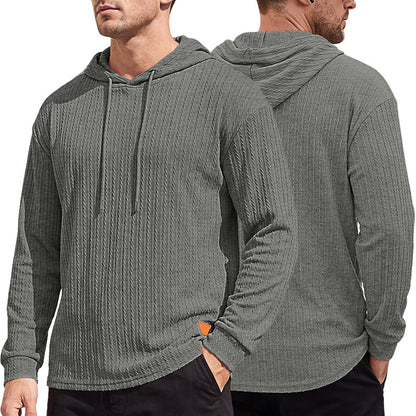 Men's Textured Hooded Polo - Quick-Dry Loose Knit Top