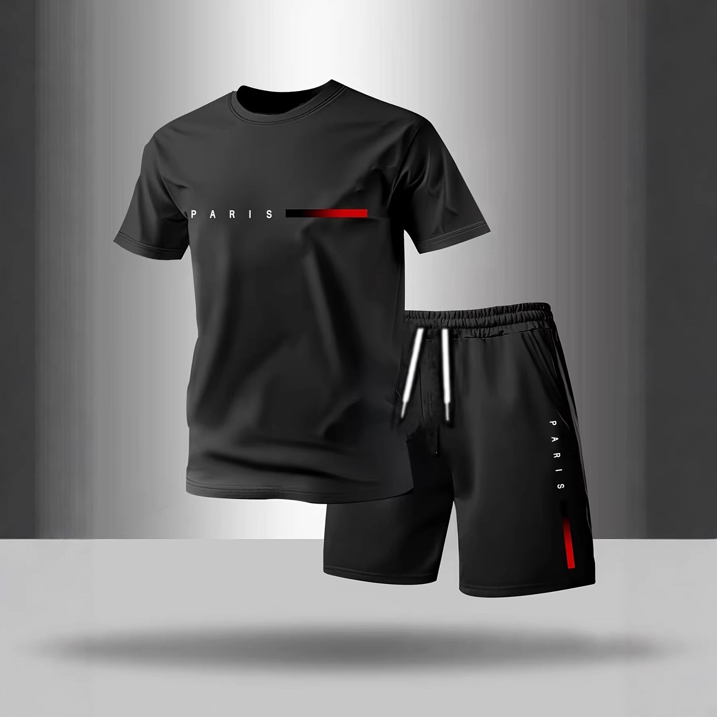 Men's Paris Print Short Sleeve & Shorts Set
