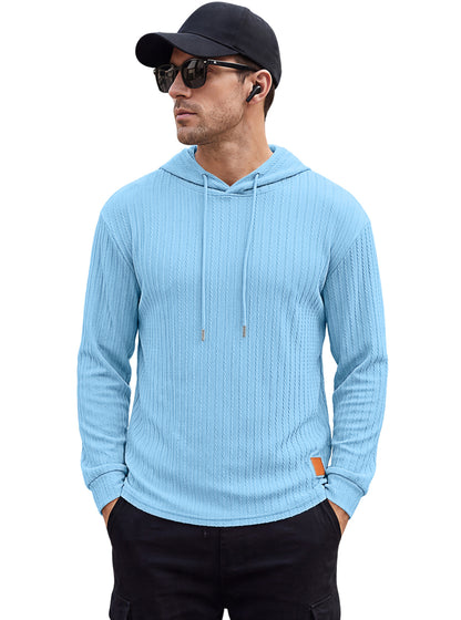 Men's Textured Hooded Polo - Quick-Dry Loose Knit Top
