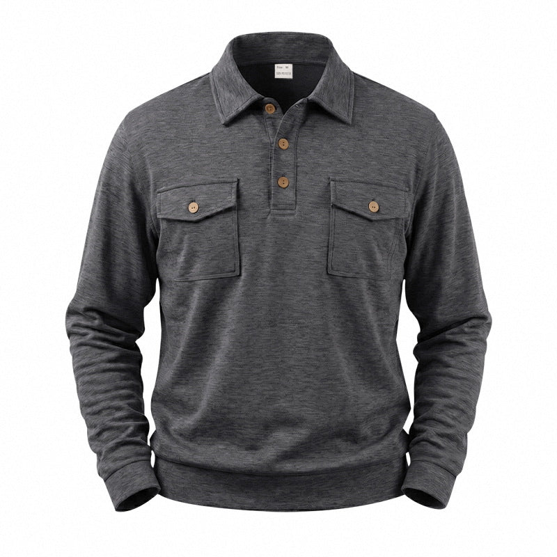 Men's Vintage Workwear Loose Fit Polo Collar Sweatshirt