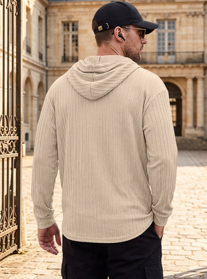 Men's Textured Hooded Polo - Quick-Dry Loose Knit Top