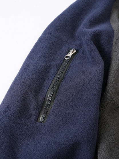 Men's Tactical Quarter-Zip Fleece Pullover - Color Block Stand Collar Sweatshirt for Outdoor & Casual