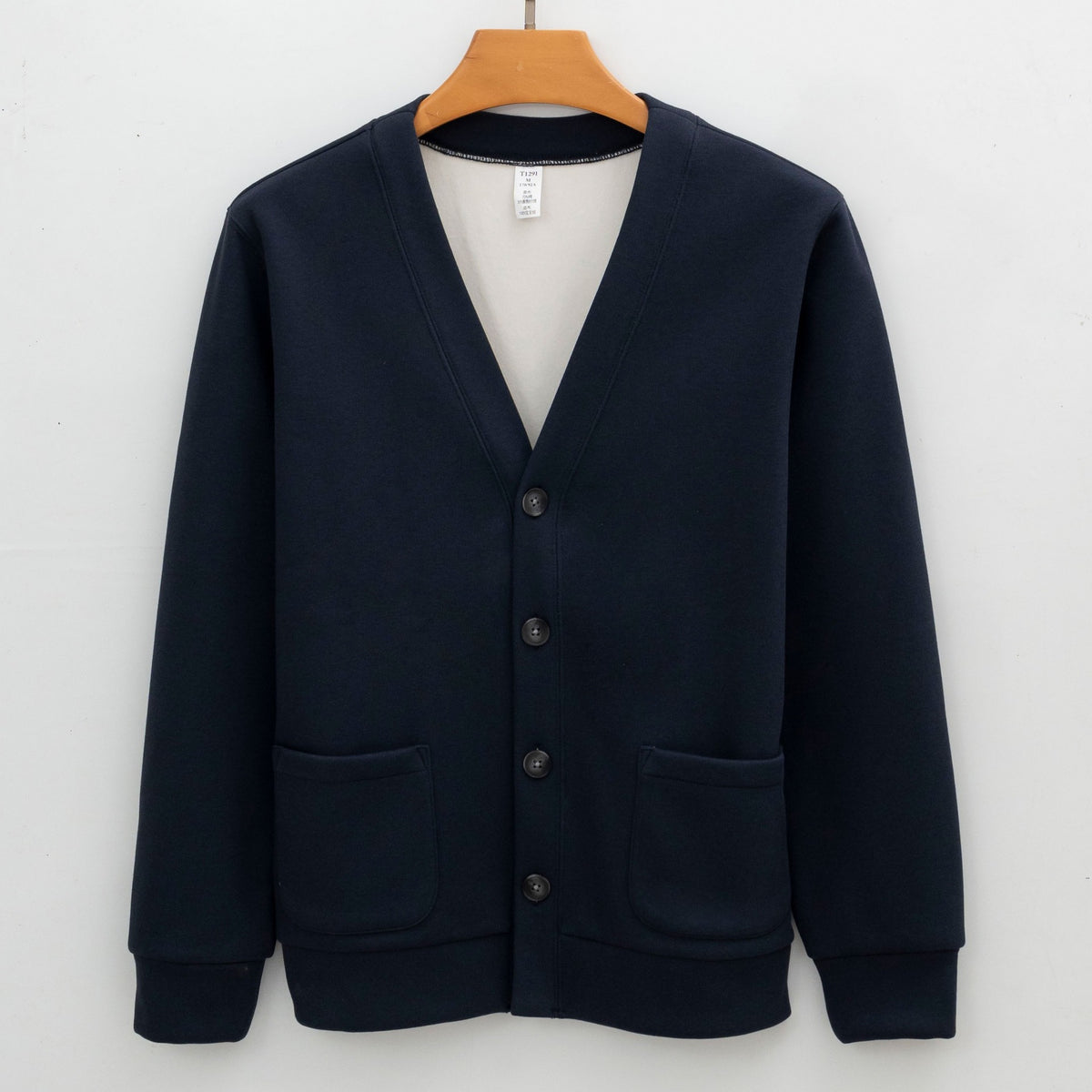 Men's Brushed Fleece V-Neck Cardigan Sweater