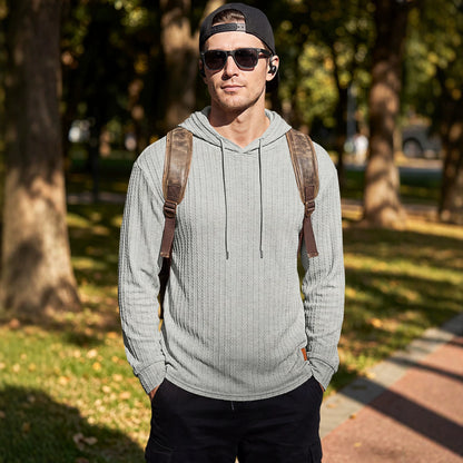 Men's Textured Hooded Polo - Quick-Dry Loose Knit Top
