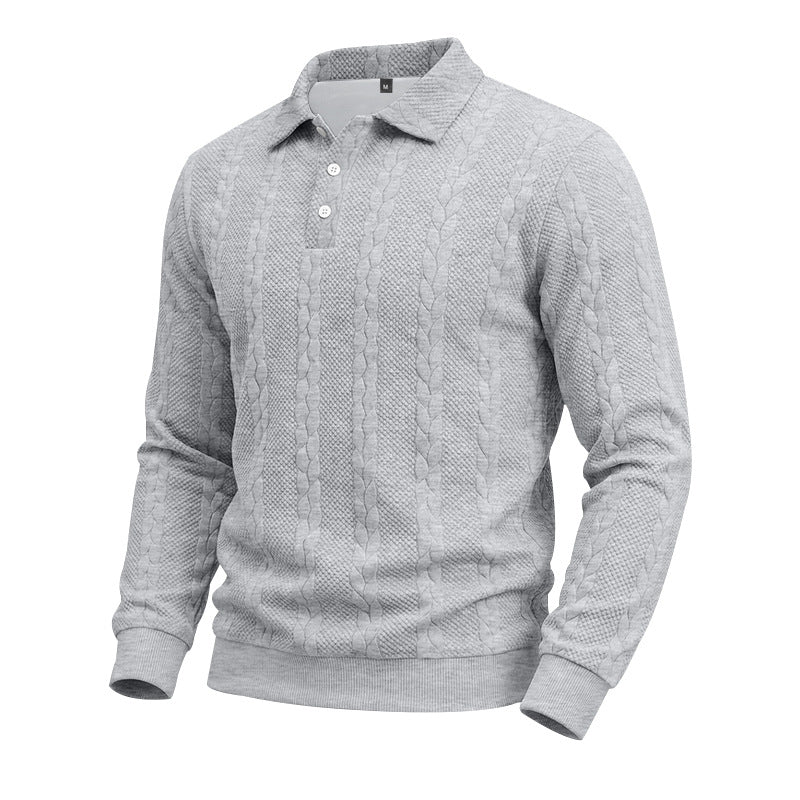 Men's Textured Knit Polo Sweater
