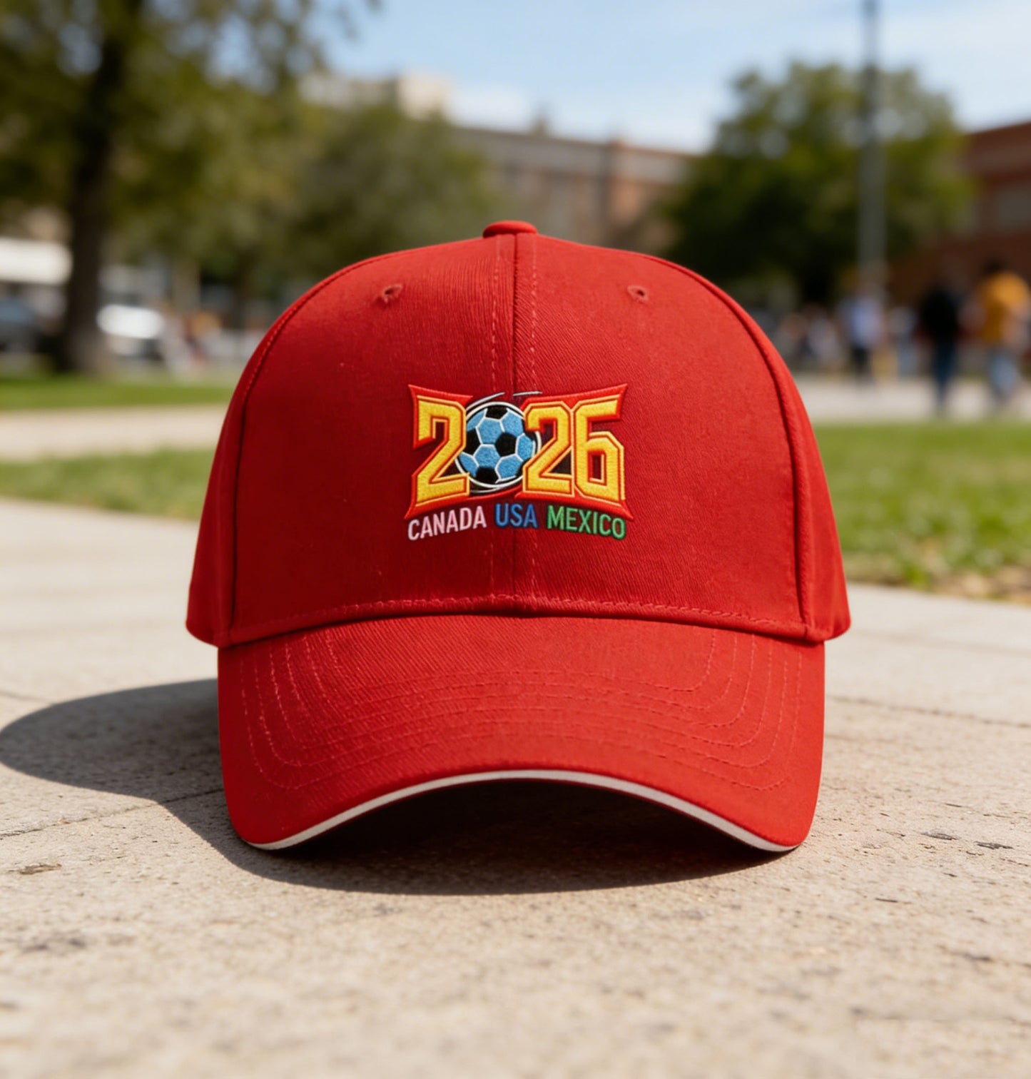 2026 World Cup Embroidered Baseball Cap, Canada USA Mexico Soccer Dad Hat