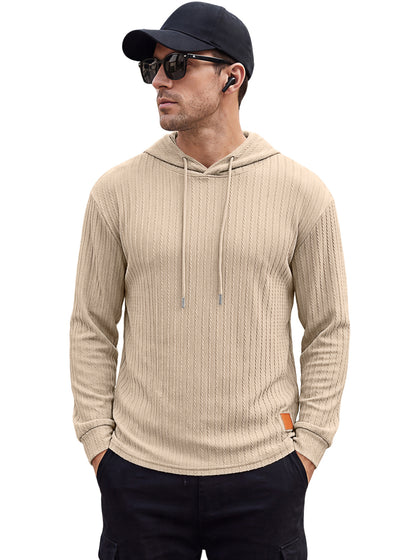 Men's Textured Hooded Polo - Quick-Dry Loose Knit Top