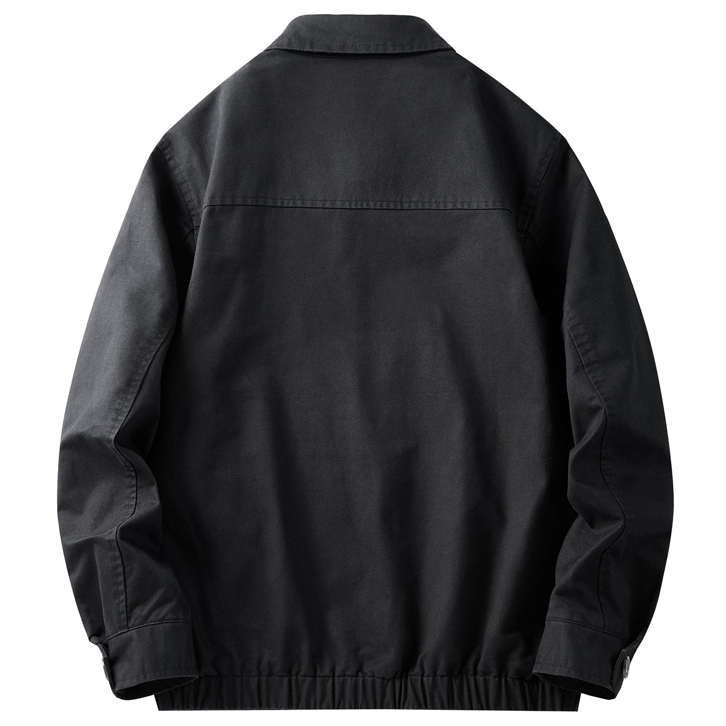Men's Cotton Utility Jacket Spring & Fall Casual Solid Color Loose Fit Workwear Style Coat with Plaid Lining