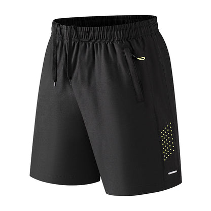 Men's Quick-Dry Athletic Shorts, Breathable Elastic Workout Shorts, Lightweight Running & Gym Shorts with Zipper Pockets, Casual Summer Sports Shorts for Outdoor Activities
